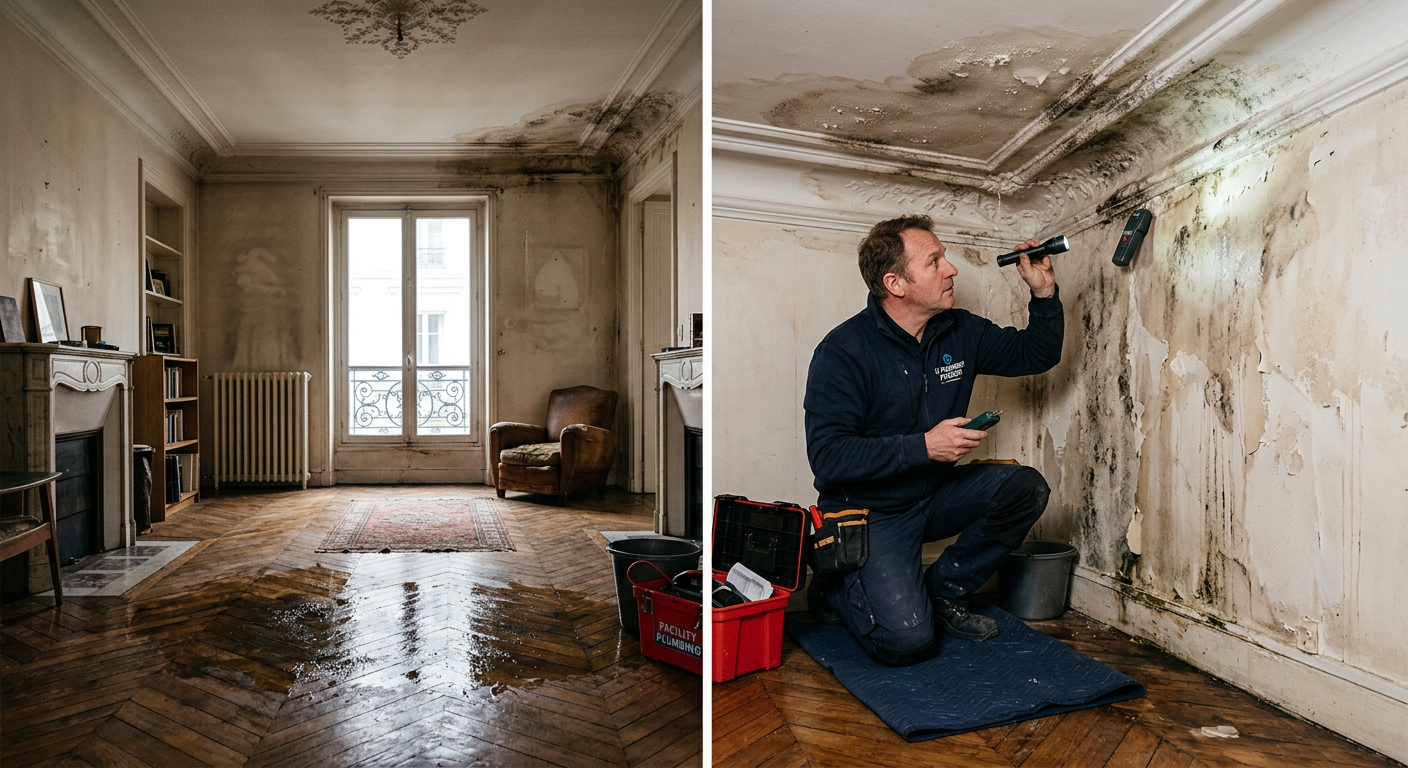 Intervention urgente dégât des eaux dans un appartement à Levallois-Perret